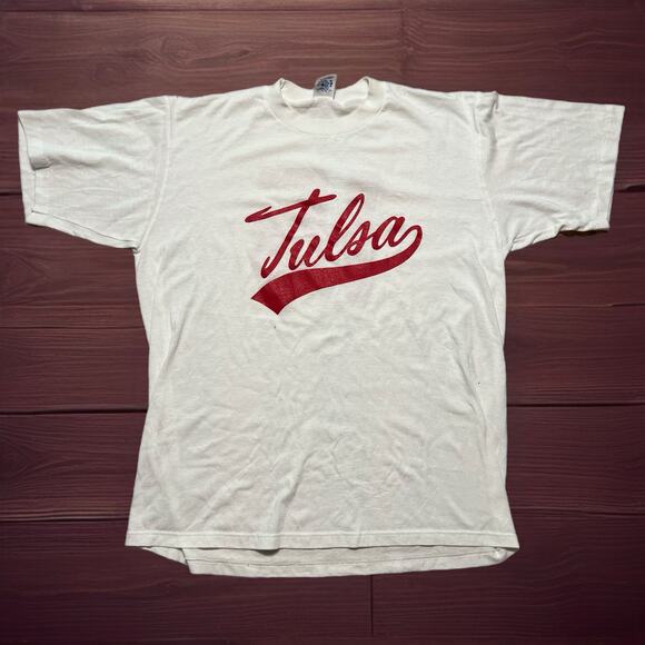 VINTAGE 90s Tulsa Baseball T-Shirt Oklahoma Size XL Graphic Tee Single Stitch - Picture 1 of 4
